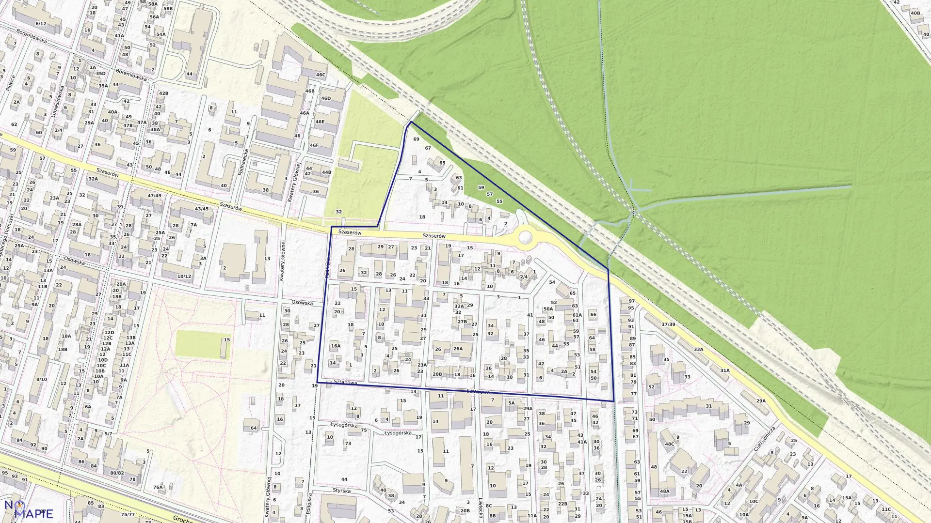 Mapa obrębu 3-04-15 w mieście Warszawa