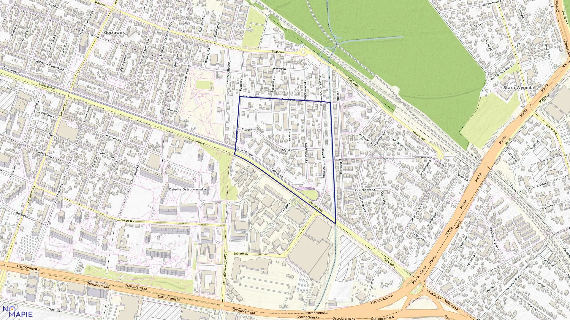 Mapa obrębu 3-04-16 w mieście Warszawa