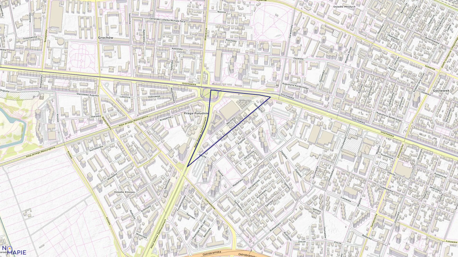 Mapa obrębu 3-05-04 w mieście Warszawa