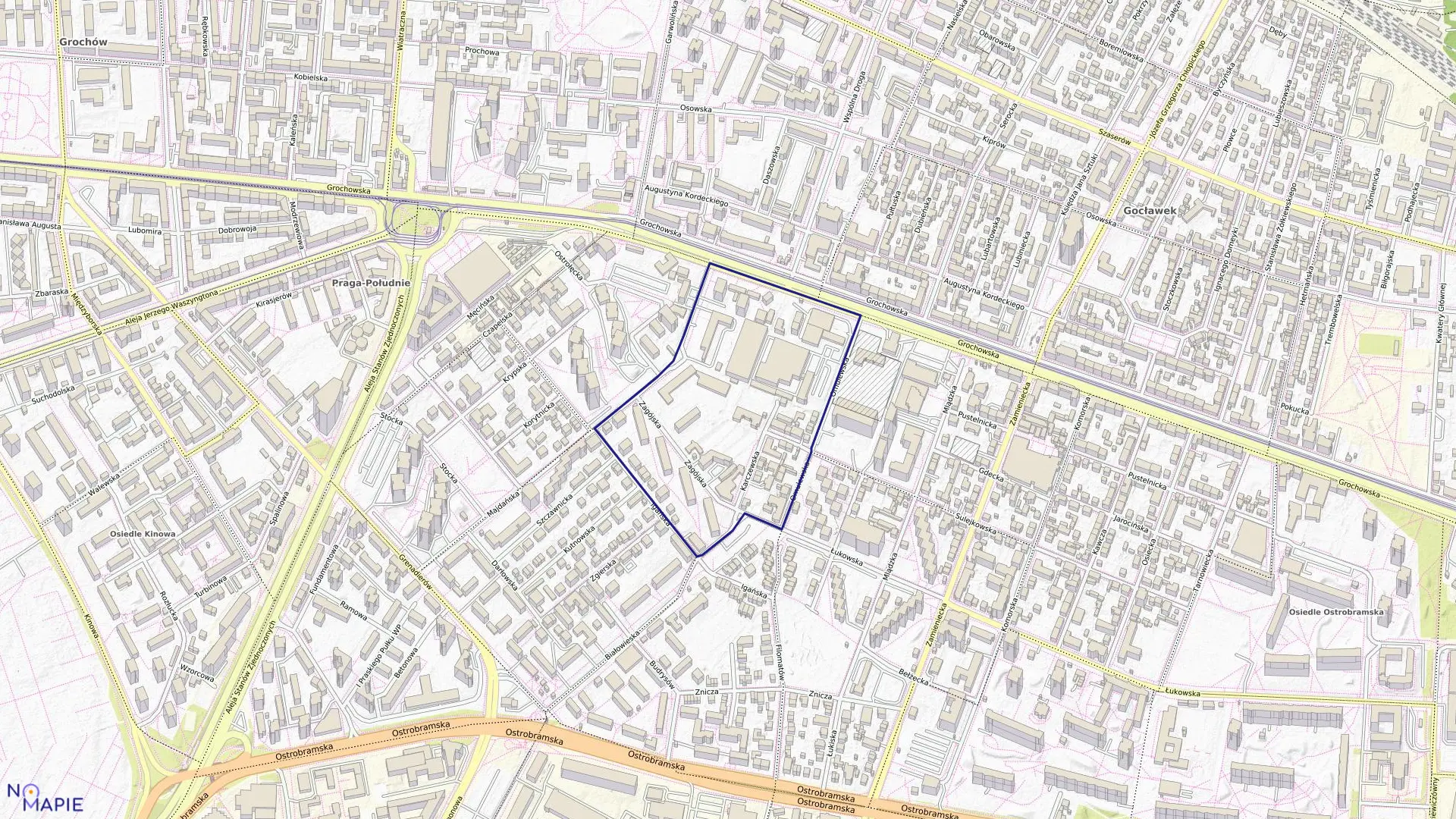 Mapa obrębu 3-05-07 w mieście Warszawa