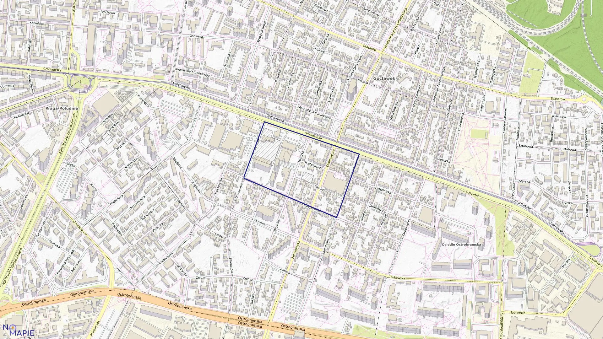 Mapa obrębu 3-05-08 w mieście Warszawa