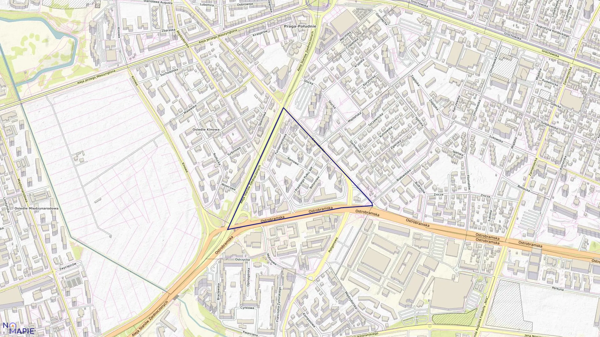 Mapa obrębu 3-05-12 w mieście Warszawa