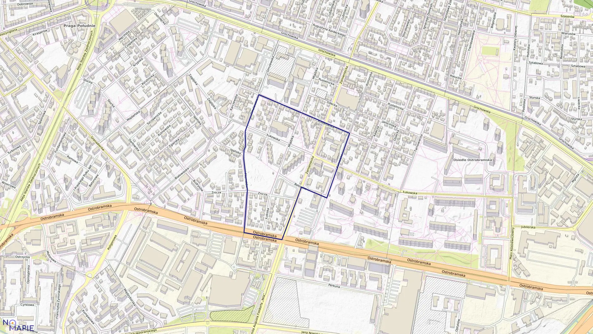 Mapa obrębu 3-05-15 w mieście Warszawa