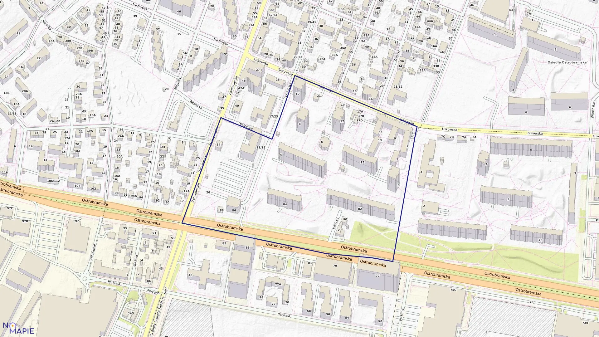 Mapa obrębu 3-05-17 w mieście Warszawa