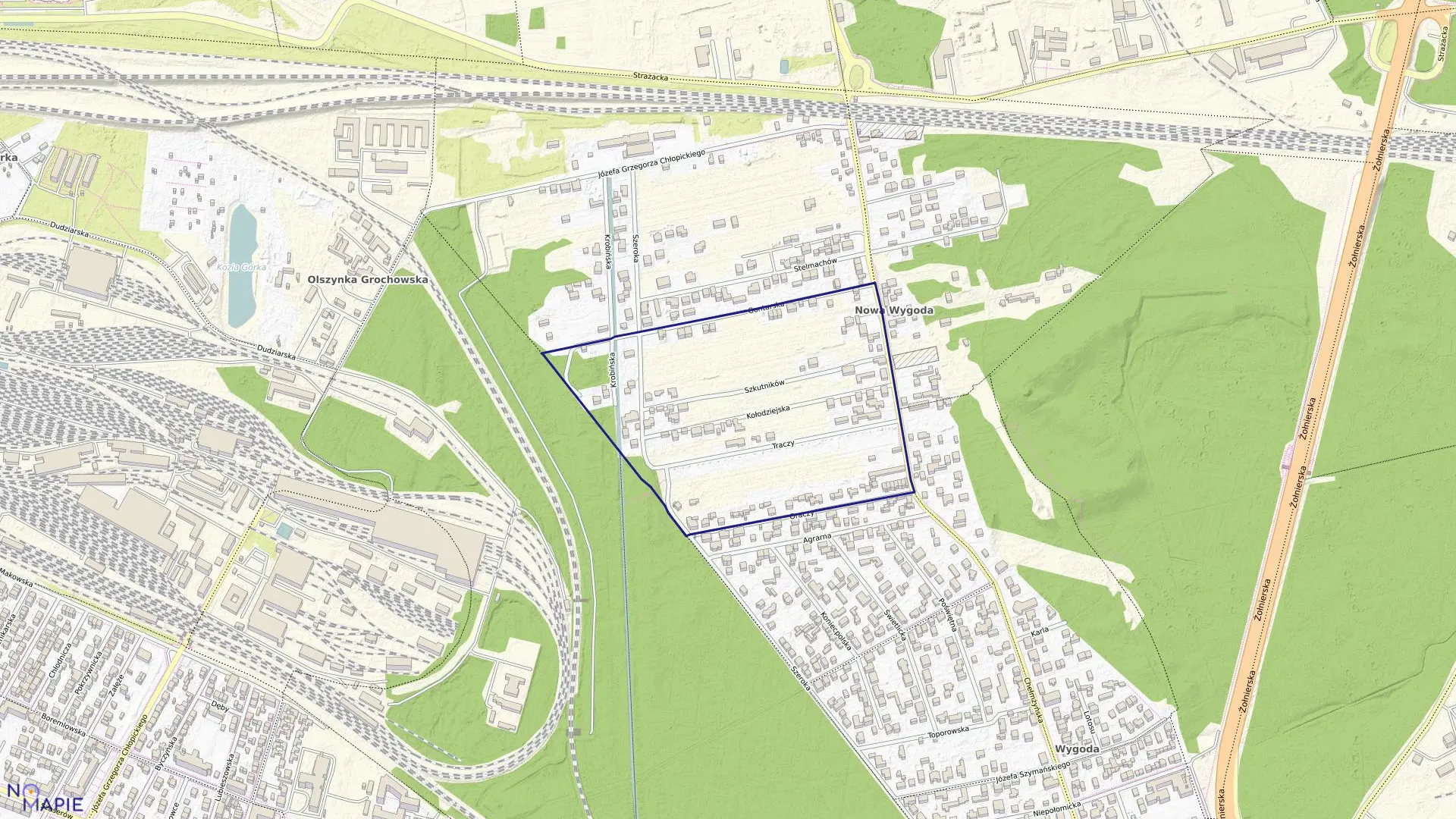 Mapa obrębu 3-07-04 w mieście Warszawa