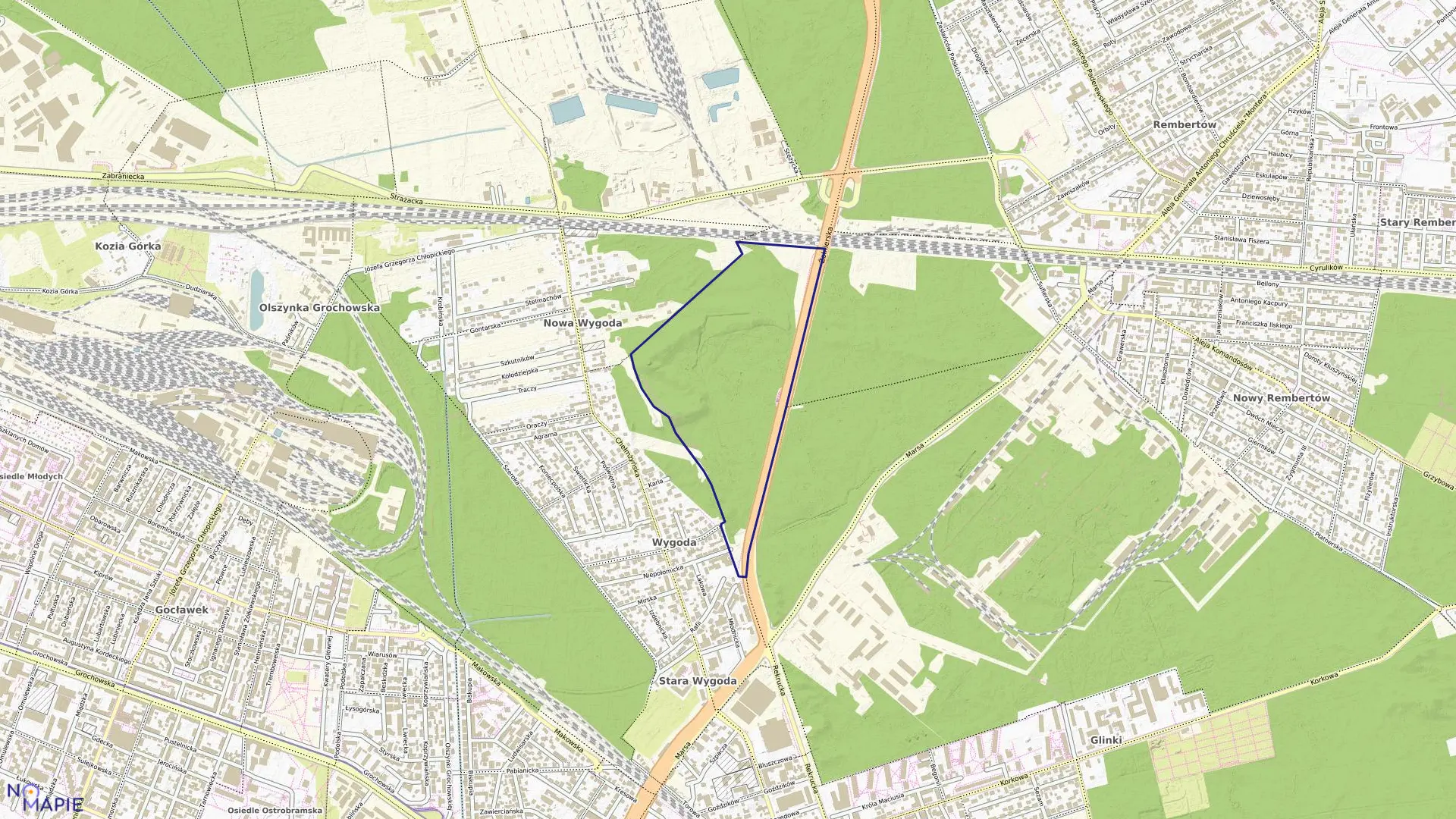 Mapa obrębu 3-07-05 w mieście Warszawa