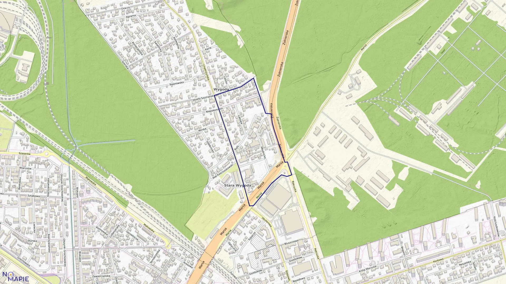 Mapa obrębu 3-07-10 w mieście Warszawa