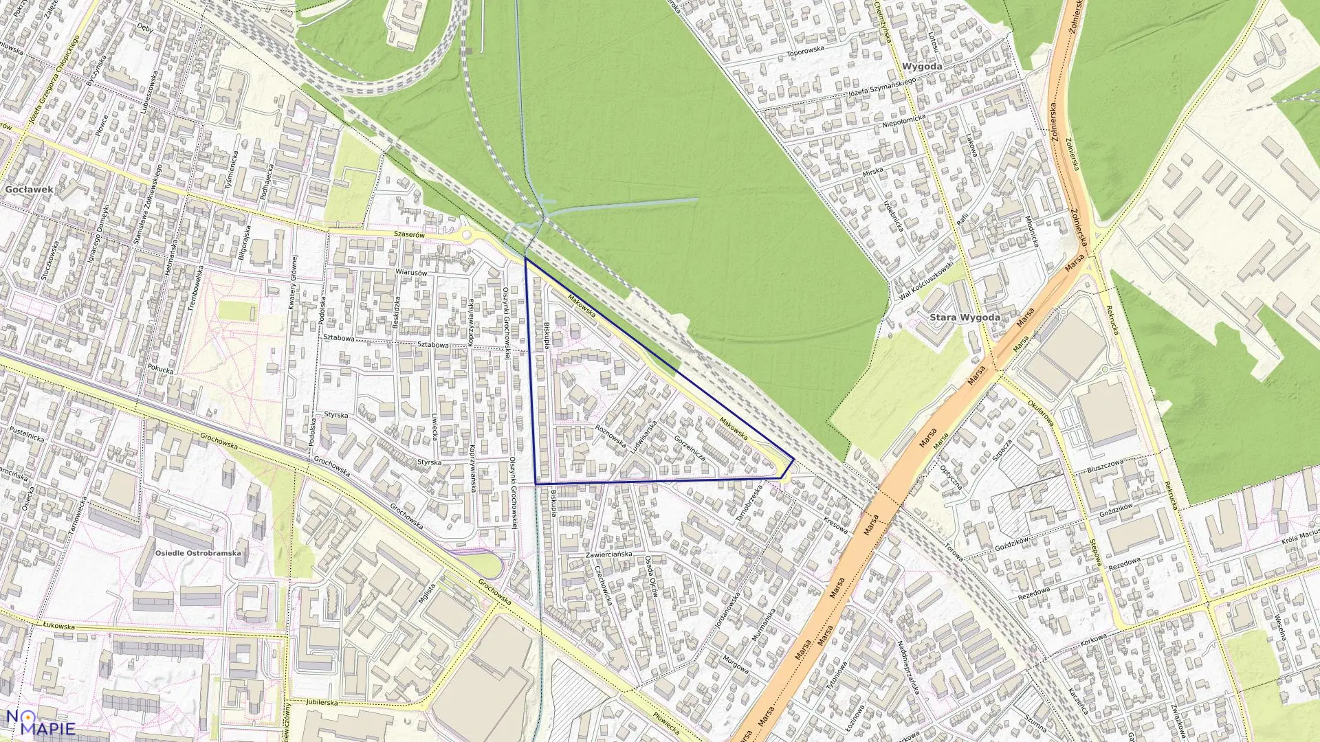 Mapa obrębu 3-07-12 w mieście Warszawa