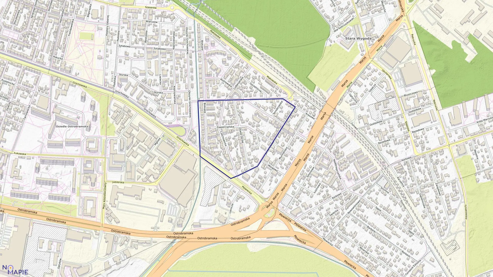 Mapa obrębu 3-07-13 w mieście Warszawa