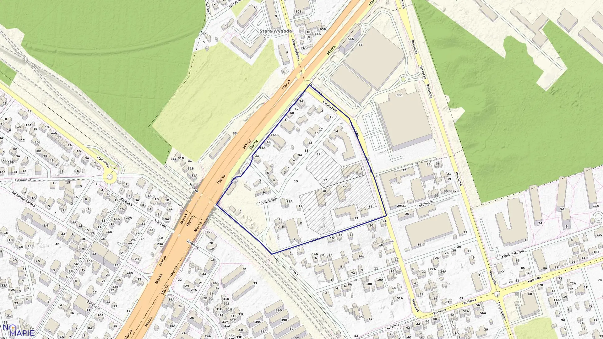 Mapa obrębu 3-07-15 w mieście Warszawa