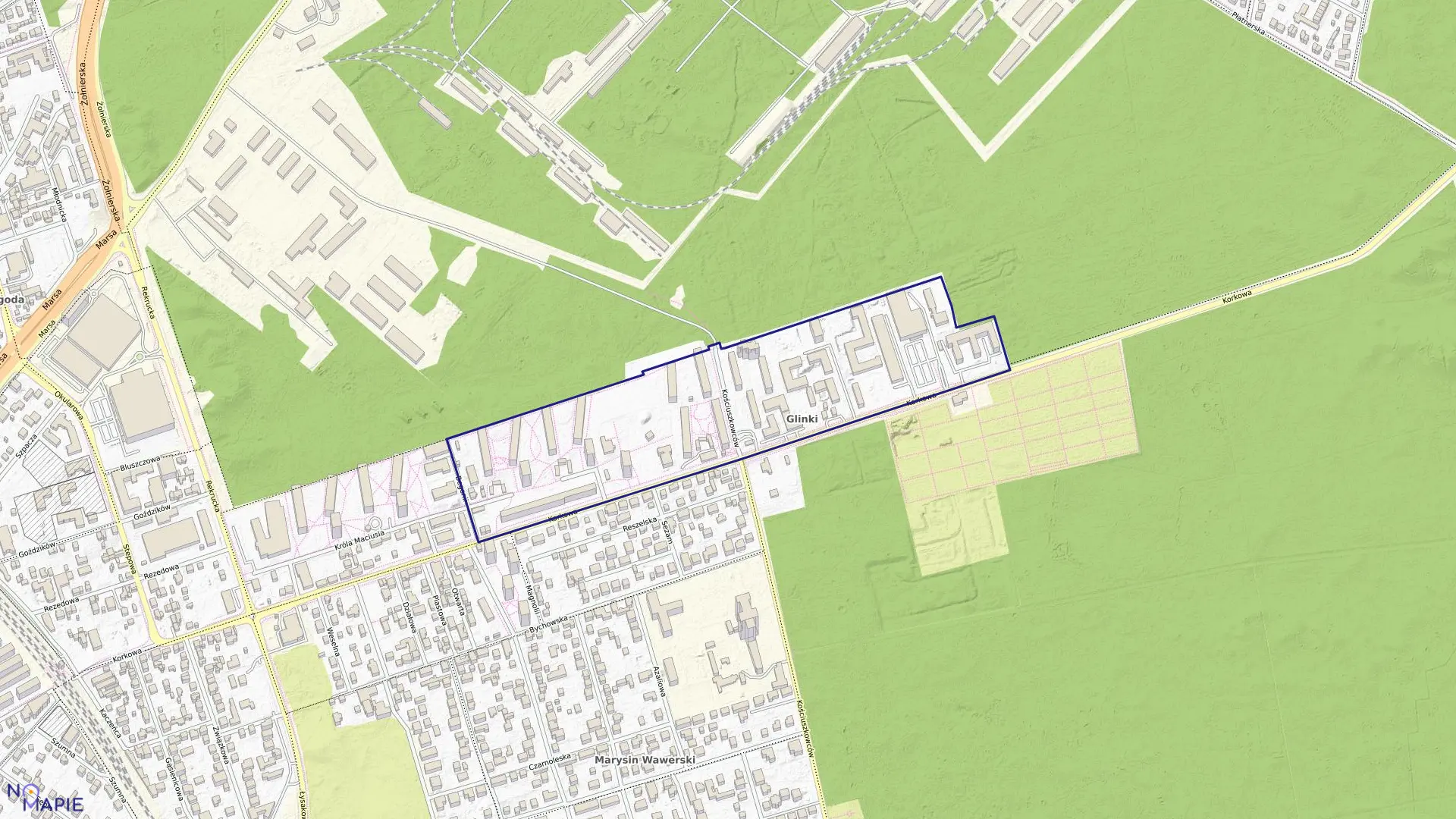 Mapa obrębu 3-07-17 w mieście Warszawa