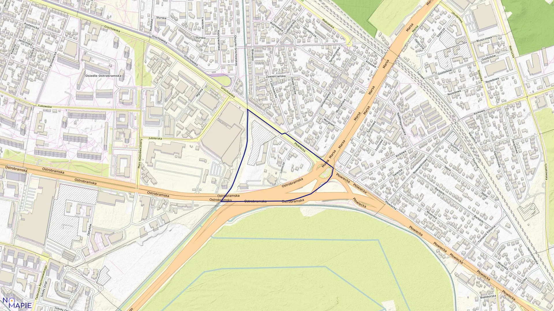 Mapa obrębu 3-07-18 w mieście Warszawa