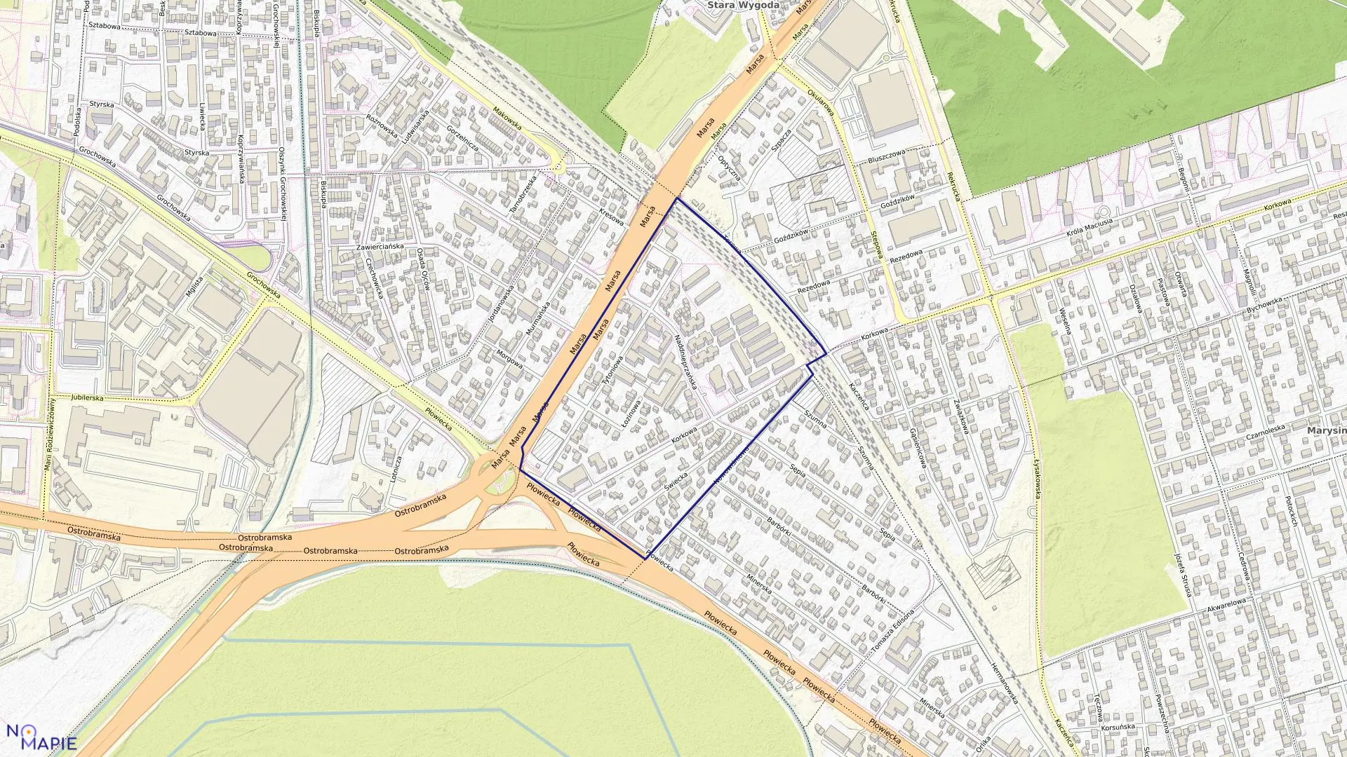 Mapa obrębu 3-07-19 w mieście Warszawa