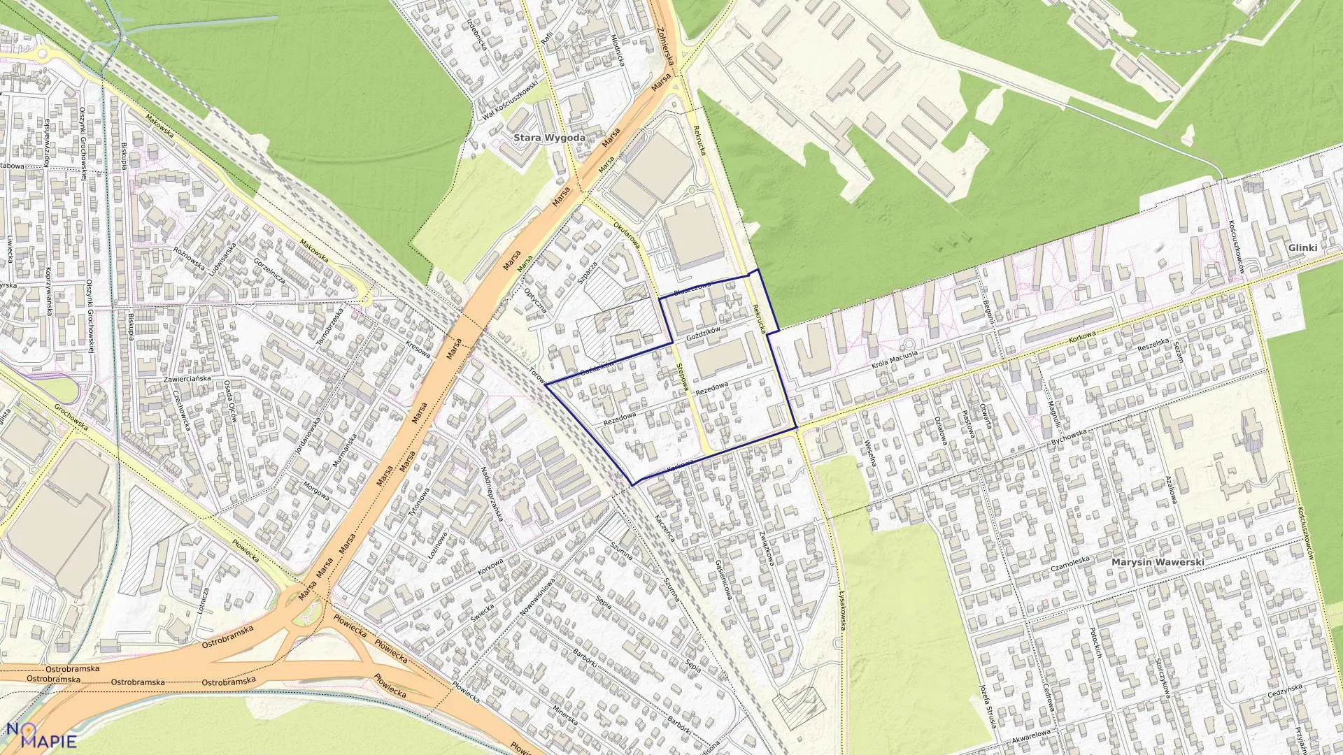 Mapa obrębu 3-07-20 w mieście Warszawa