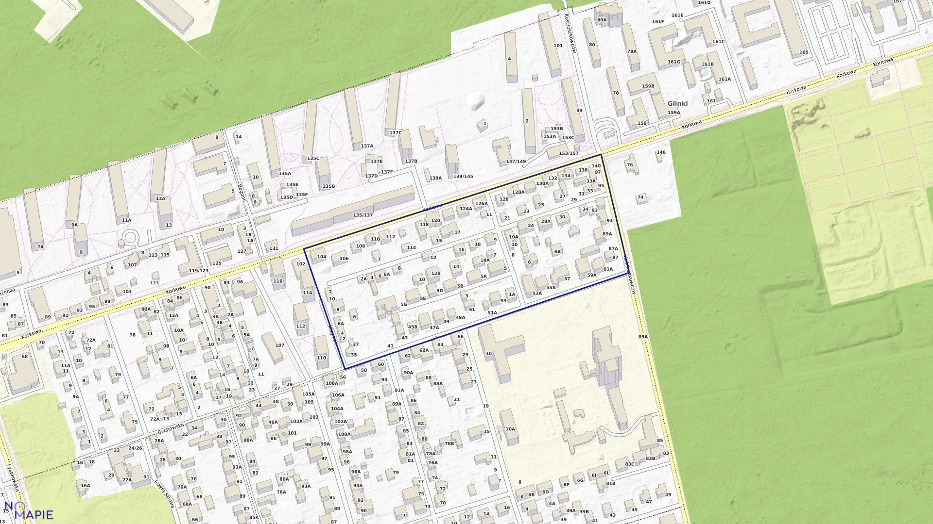 Mapa obrębu 3-07-22 w mieście Warszawa