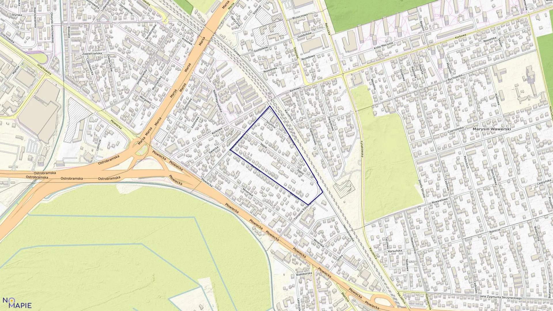 Mapa obrębu 3-07-25 w mieście Warszawa