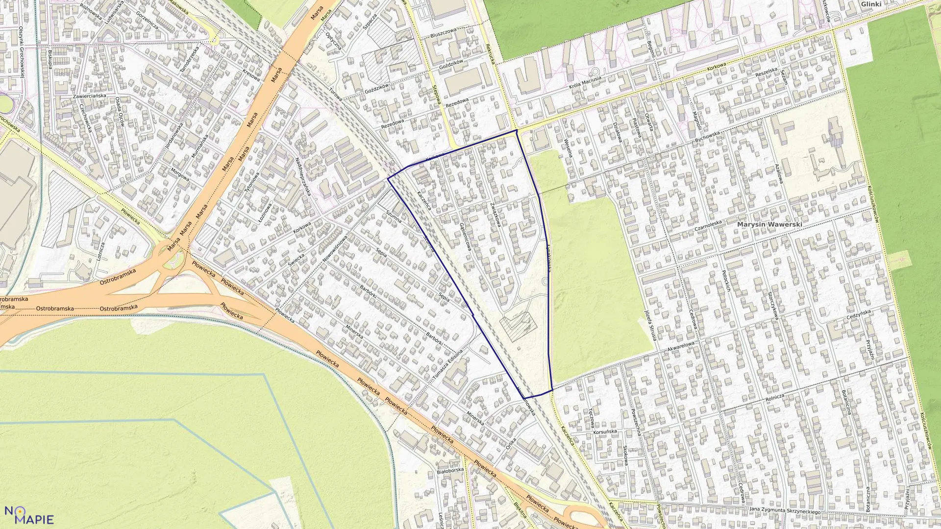 Mapa obrębu 3-07-26 w mieście Warszawa