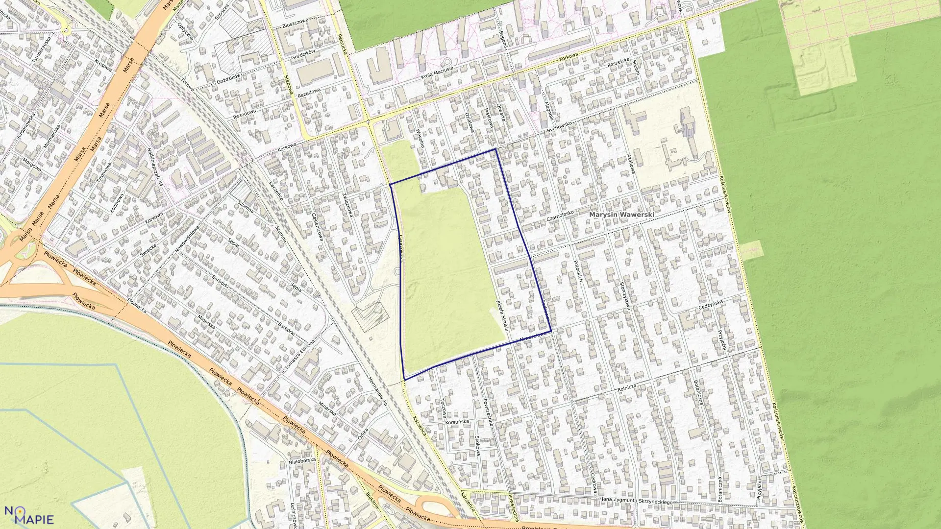 Mapa obrębu 3-07-27 w mieście Warszawa