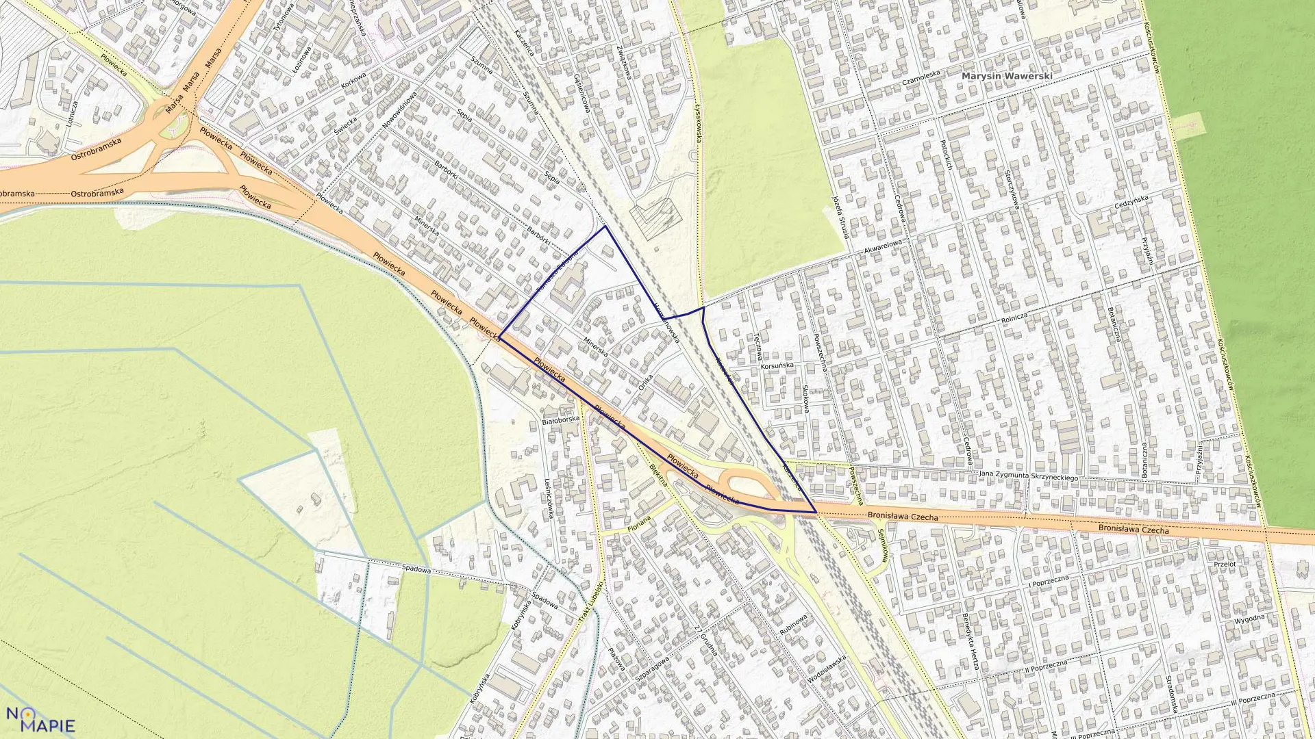 Mapa obrębu 3-07-29 w mieście Warszawa