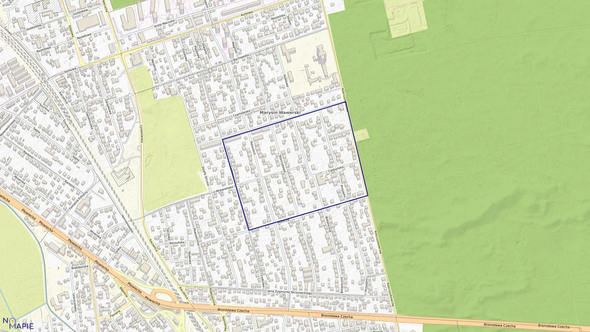 Mapa obrębu 3-07-32 w mieście Warszawa