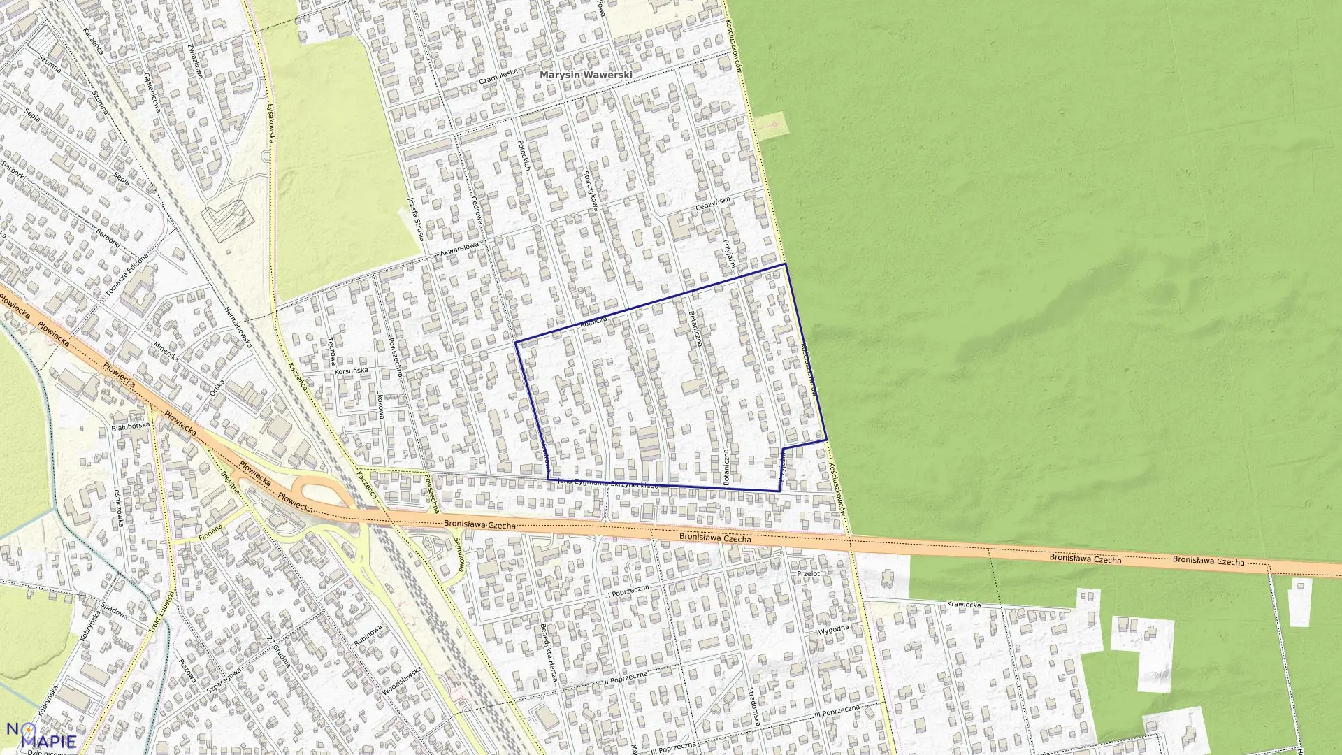 Mapa obrębu 3-07-33 w mieście Warszawa