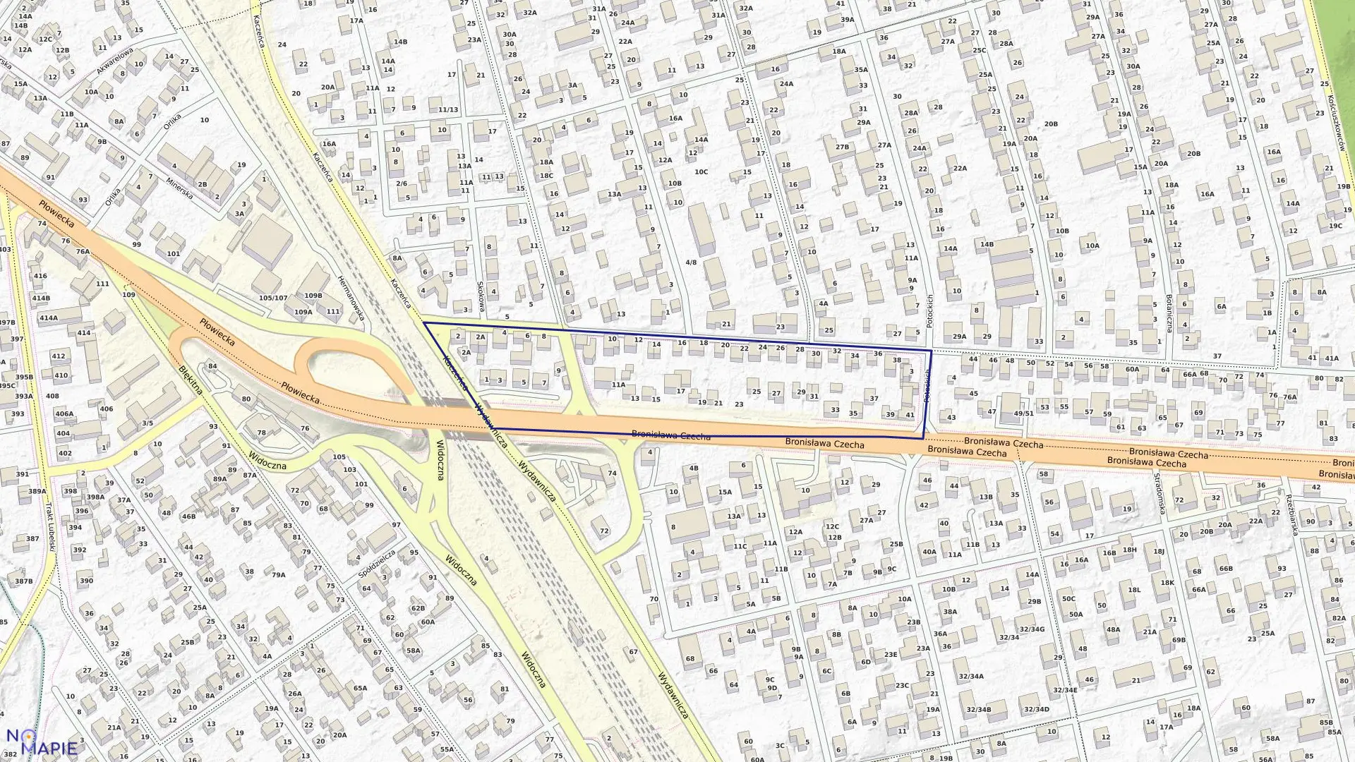 Mapa obrębu 3-07-34 w mieście Warszawa