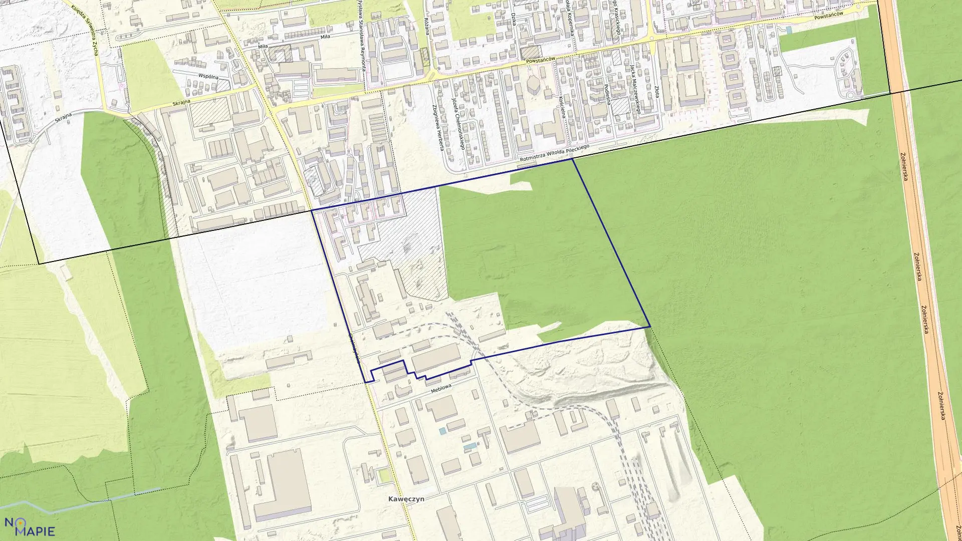 Mapa obrębu 3-08-02 w mieście Warszawa