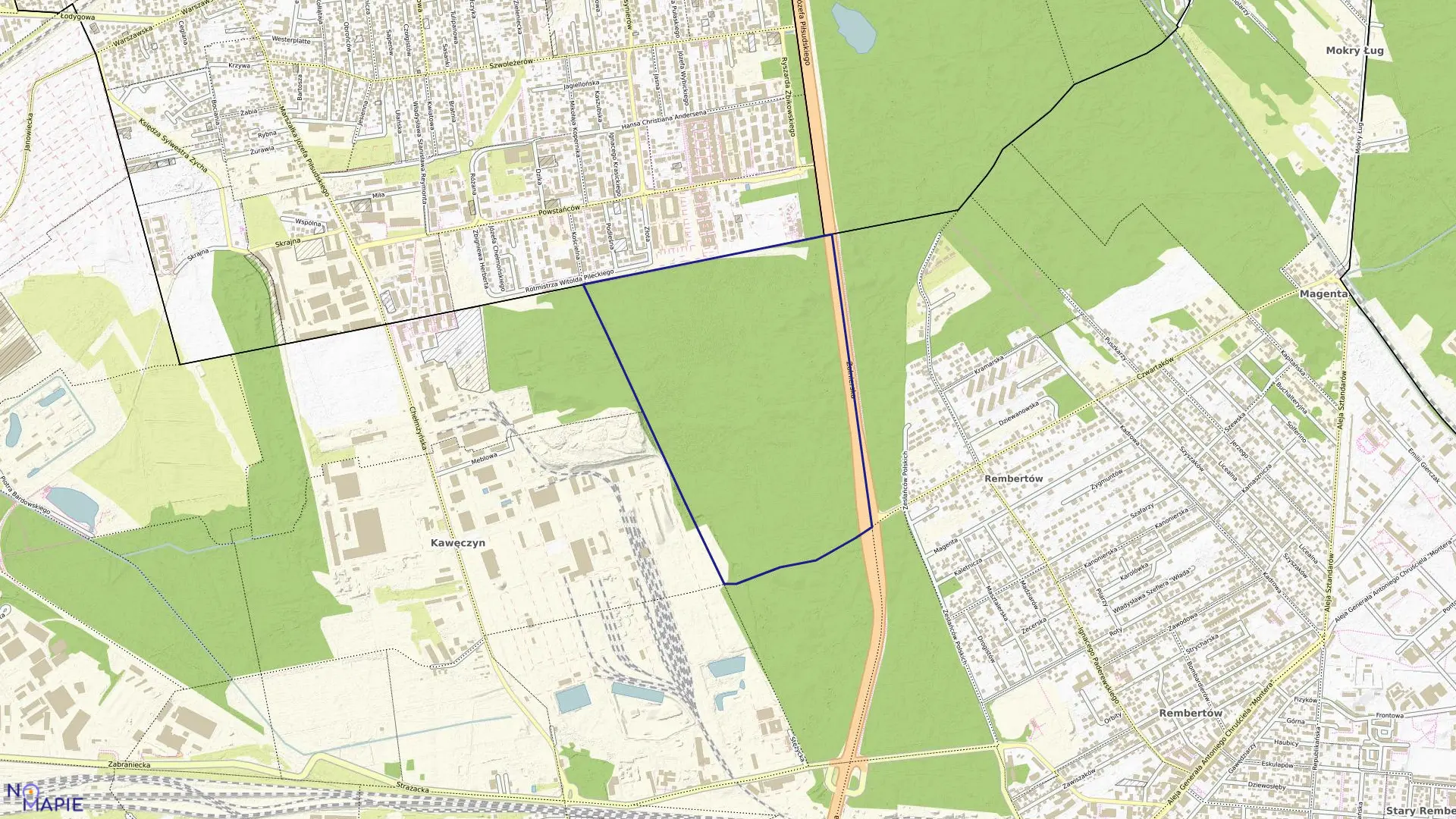 Mapa obrębu 3-08-03 w mieście Warszawa