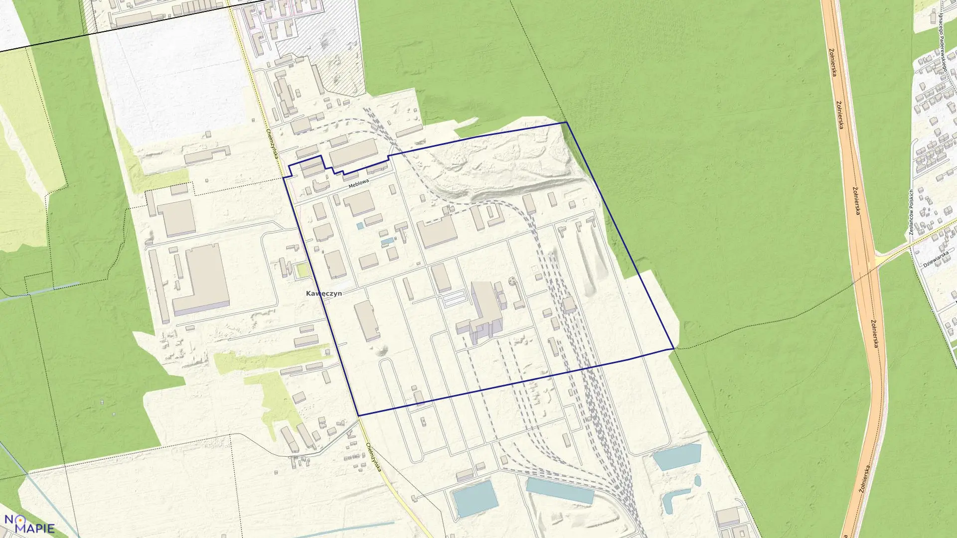 Mapa obrębu 3-08-05 w mieście Warszawa