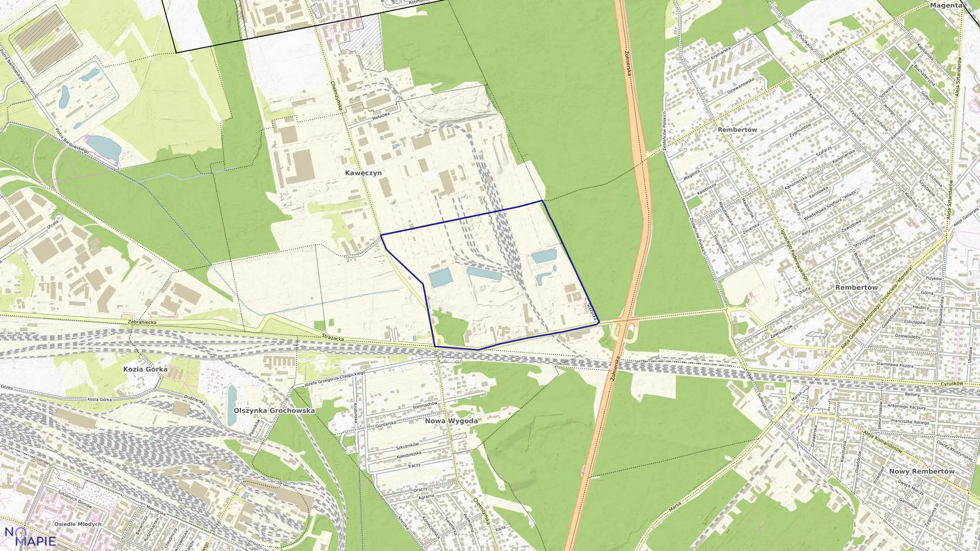 Mapa obrębu 3-08-07 w mieście Warszawa