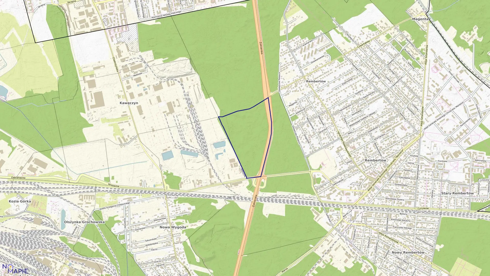 Mapa obrębu 3-08-08 w mieście Warszawa