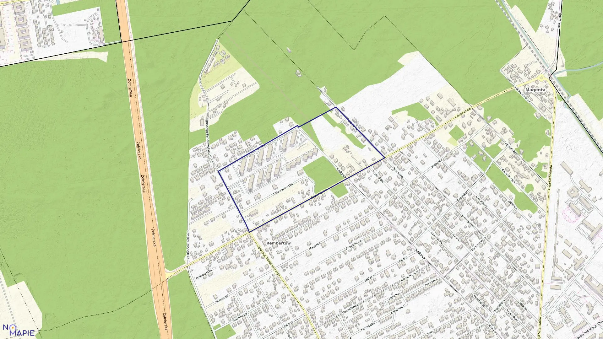 Mapa obrębu 3-09-07 w mieście Warszawa