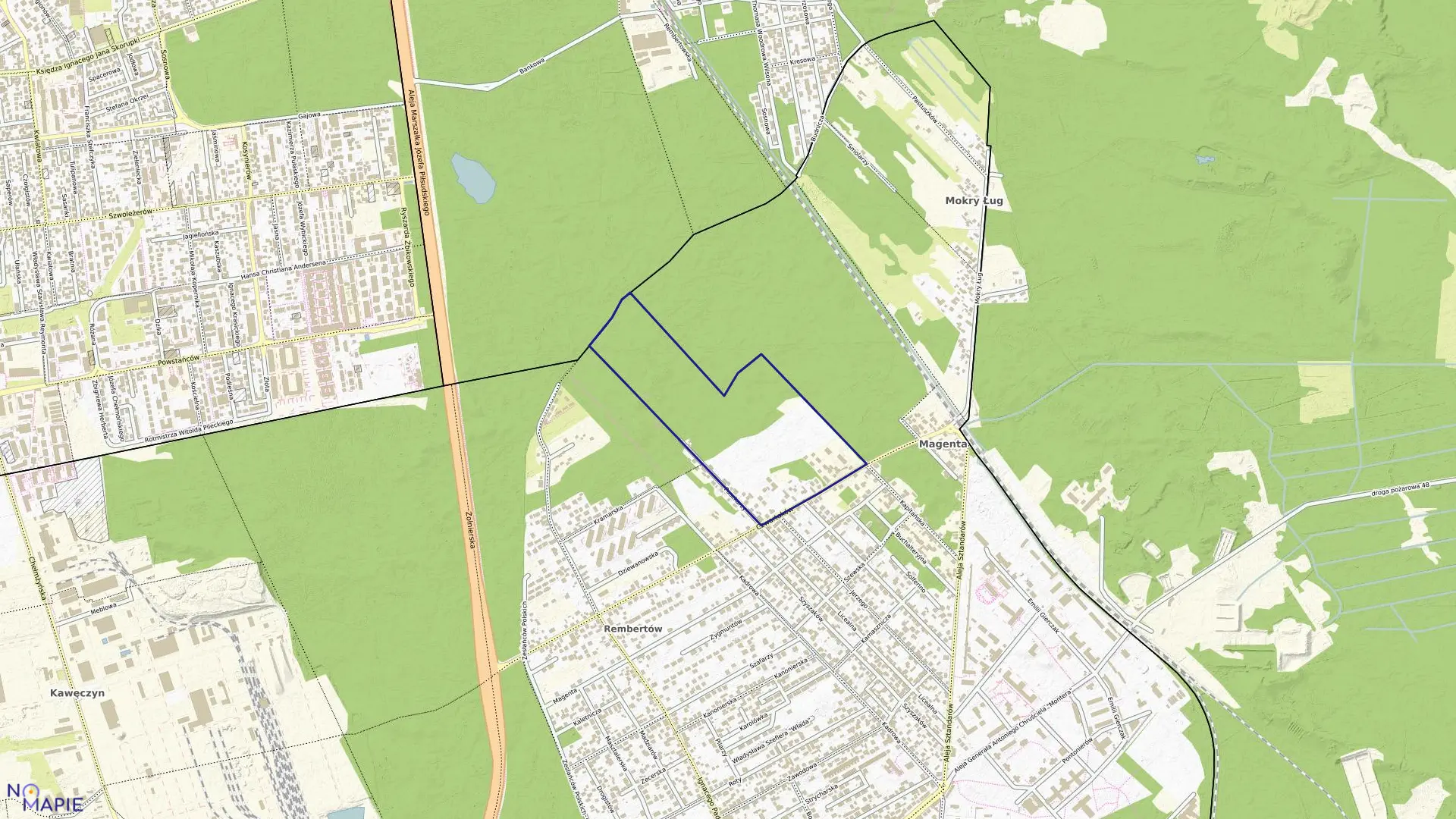 Mapa obrębu 3-09-08 w mieście Warszawa