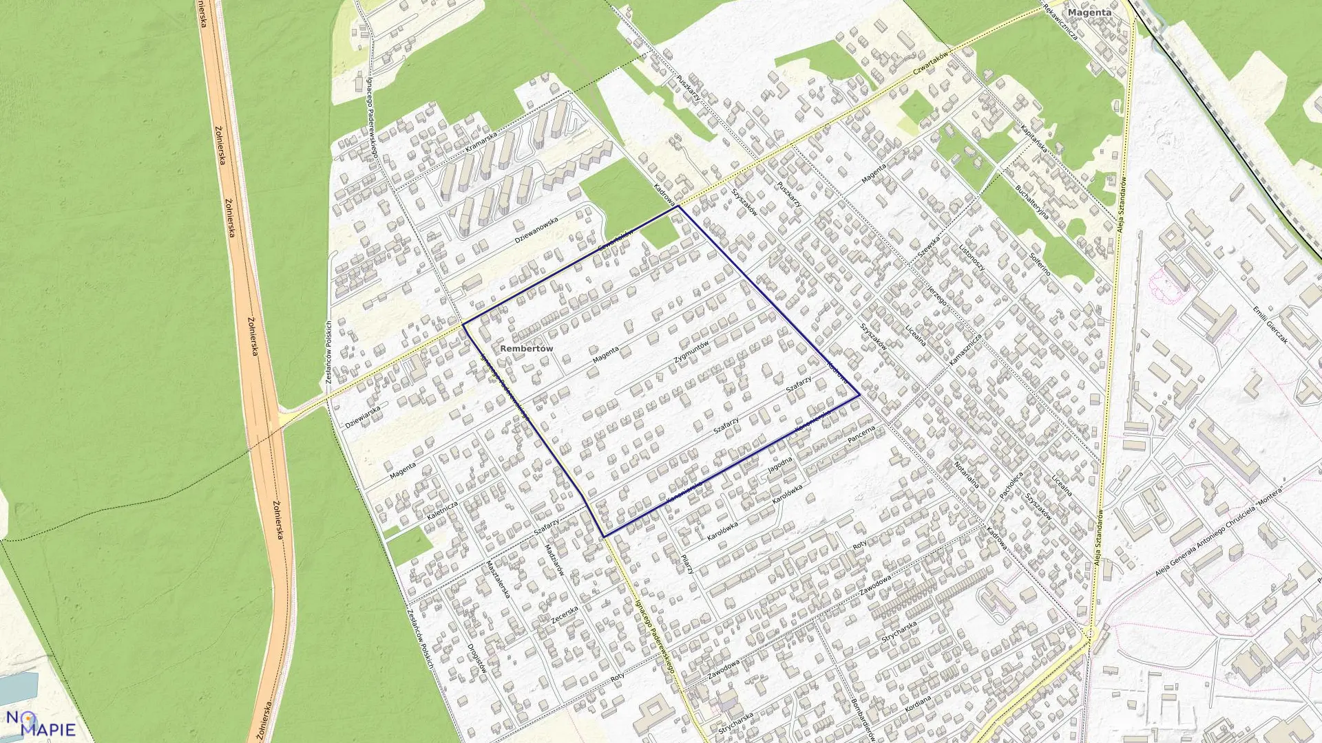 Mapa obrębu 3-09-12 w mieście Warszawa