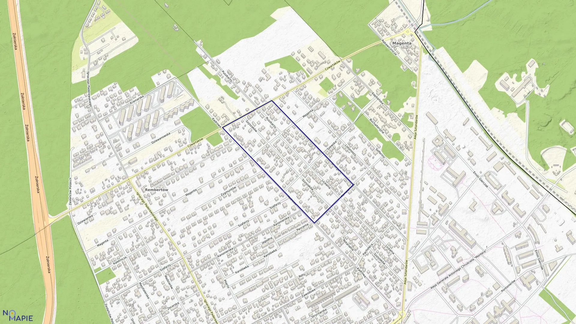 Mapa obrębu 3-09-13 w mieście Warszawa