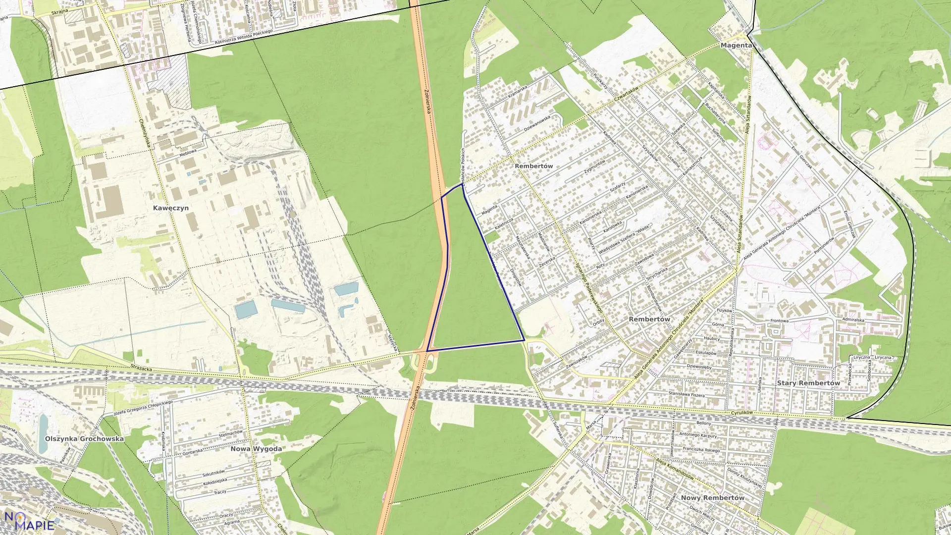 Mapa obrębu 3-09-15 w mieście Warszawa