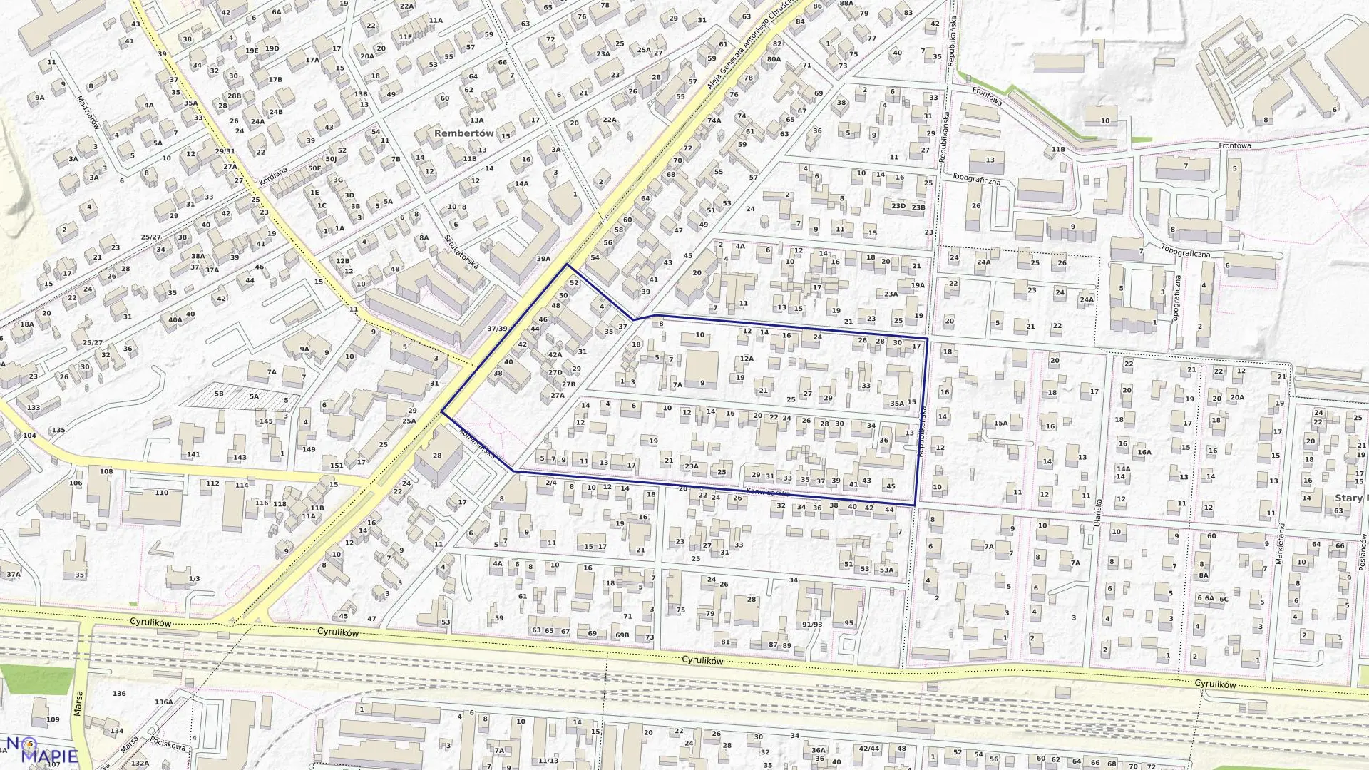 Mapa obrębu 3-09-27 w mieście Warszawa