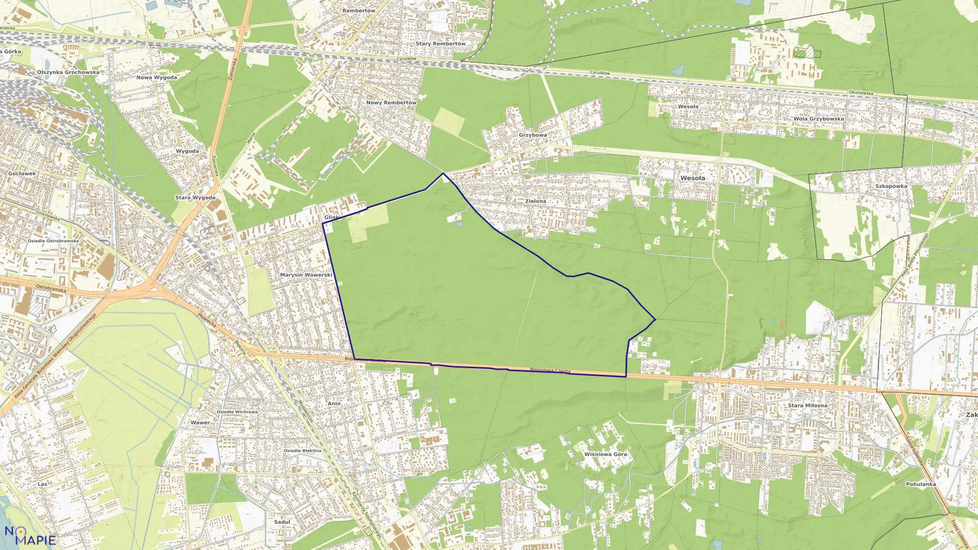 Mapa obrębu 3-10-01 w mieście Warszawa