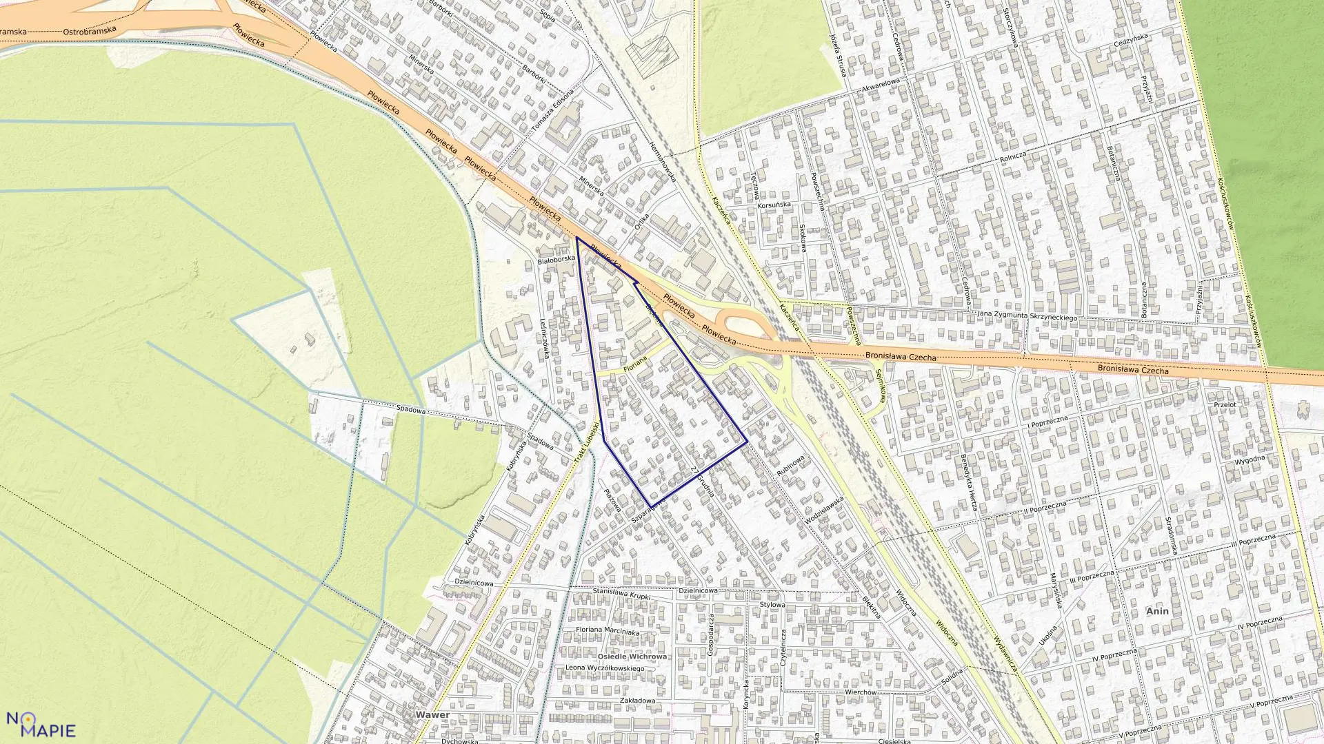 Mapa obrębu 3-11-02 w mieście Warszawa