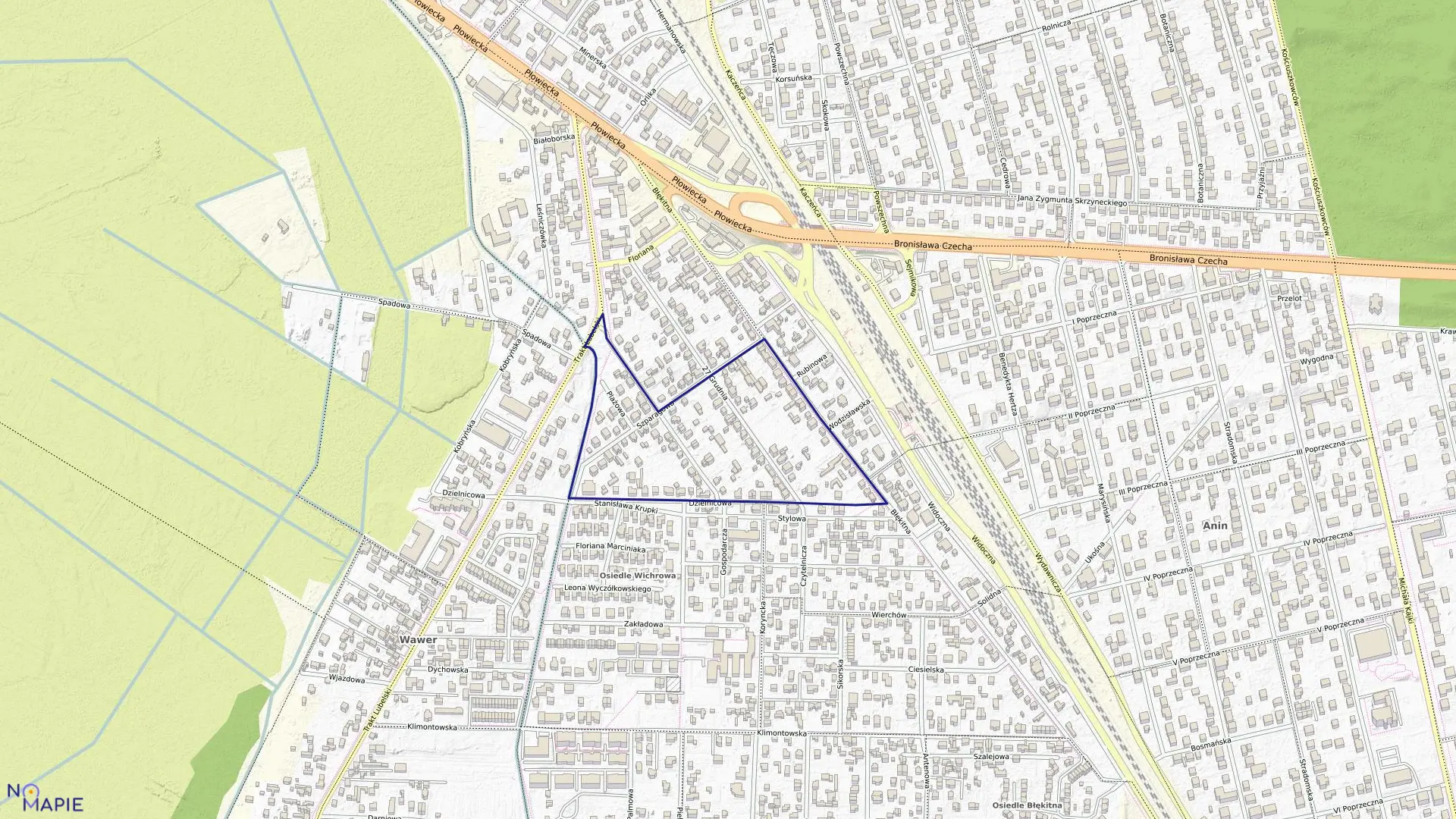 Mapa obrębu 3-11-08 w mieście Warszawa