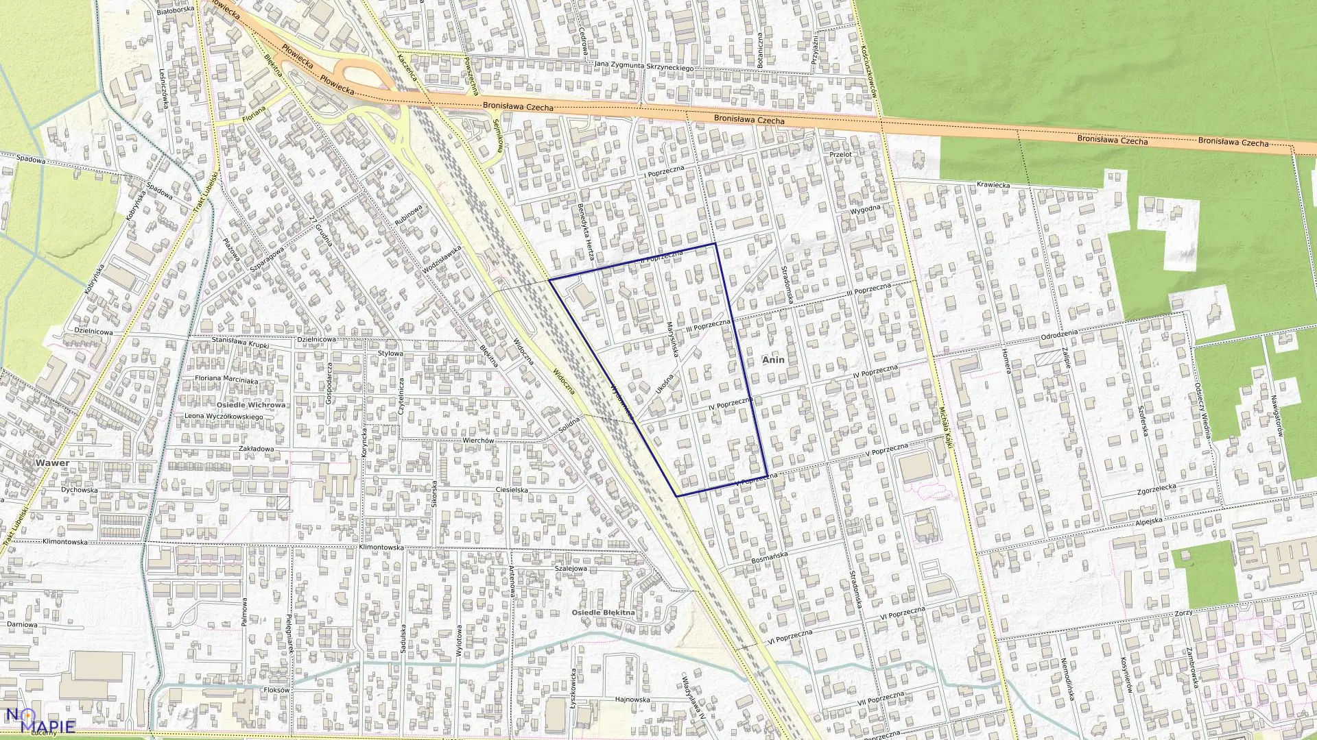 Mapa obrębu 3-11-12 w mieście Warszawa