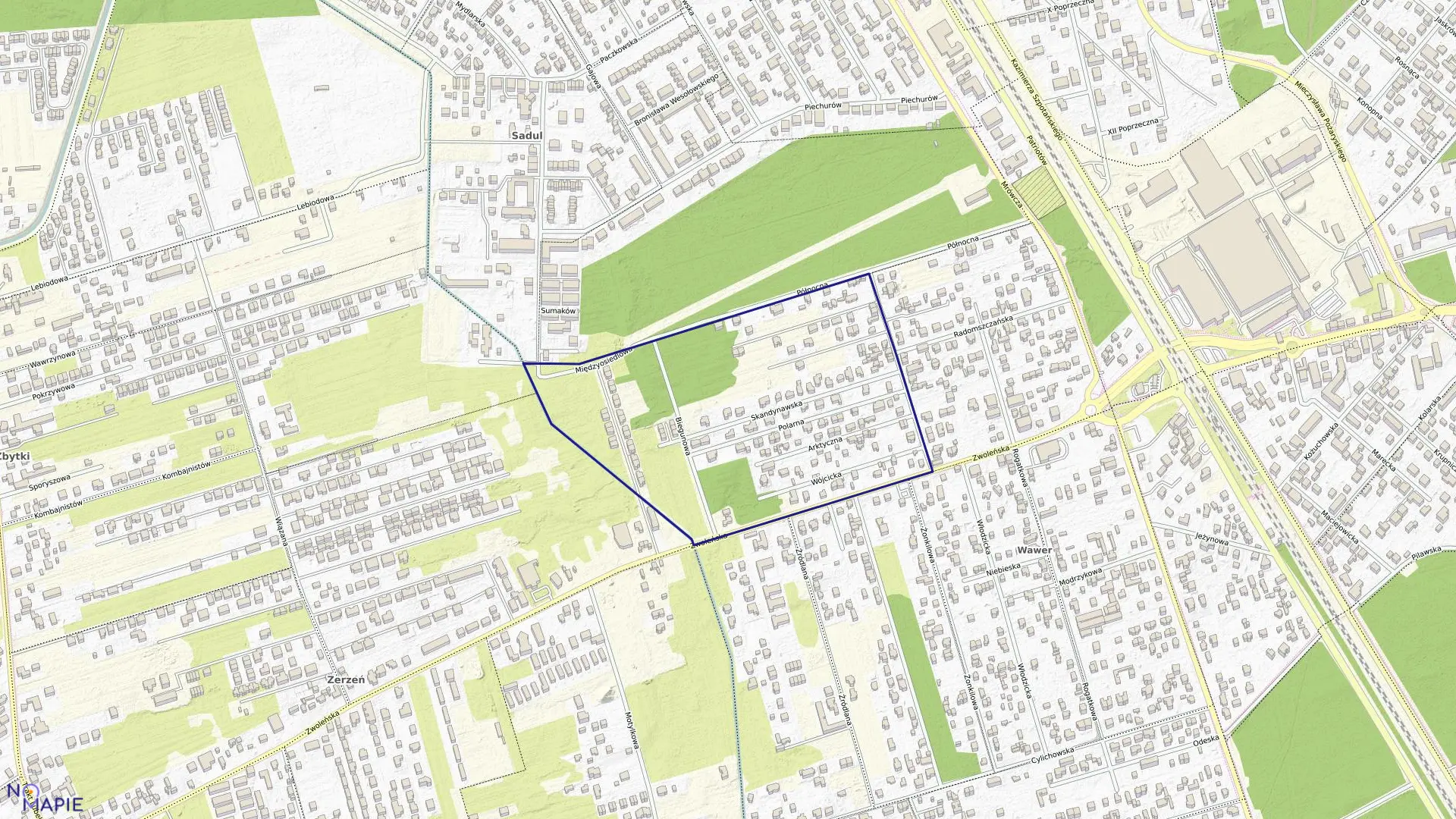 Mapa obrębu 3-11-42 w mieście Warszawa