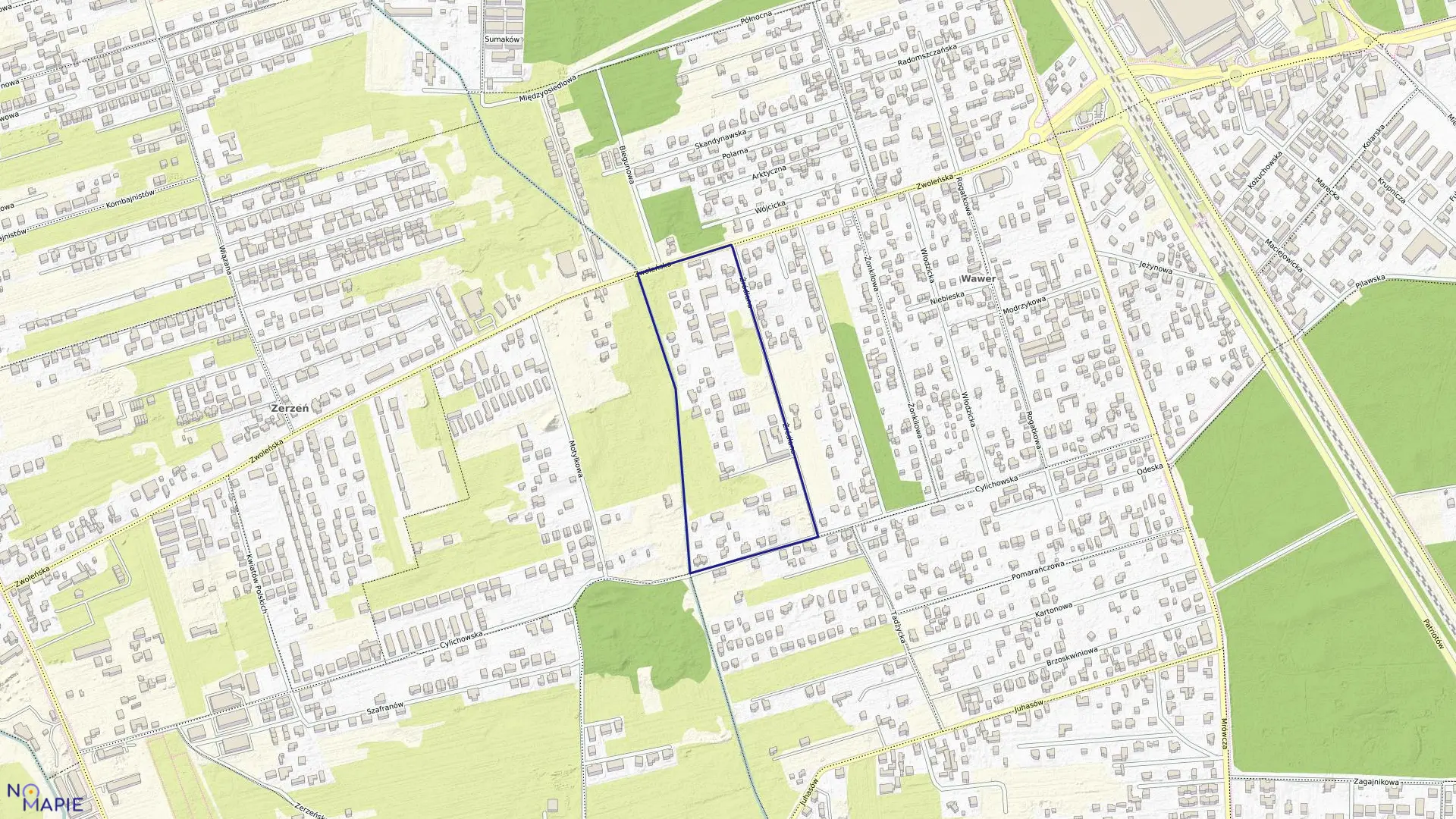 Mapa obrębu 3-11-53 w mieście Warszawa