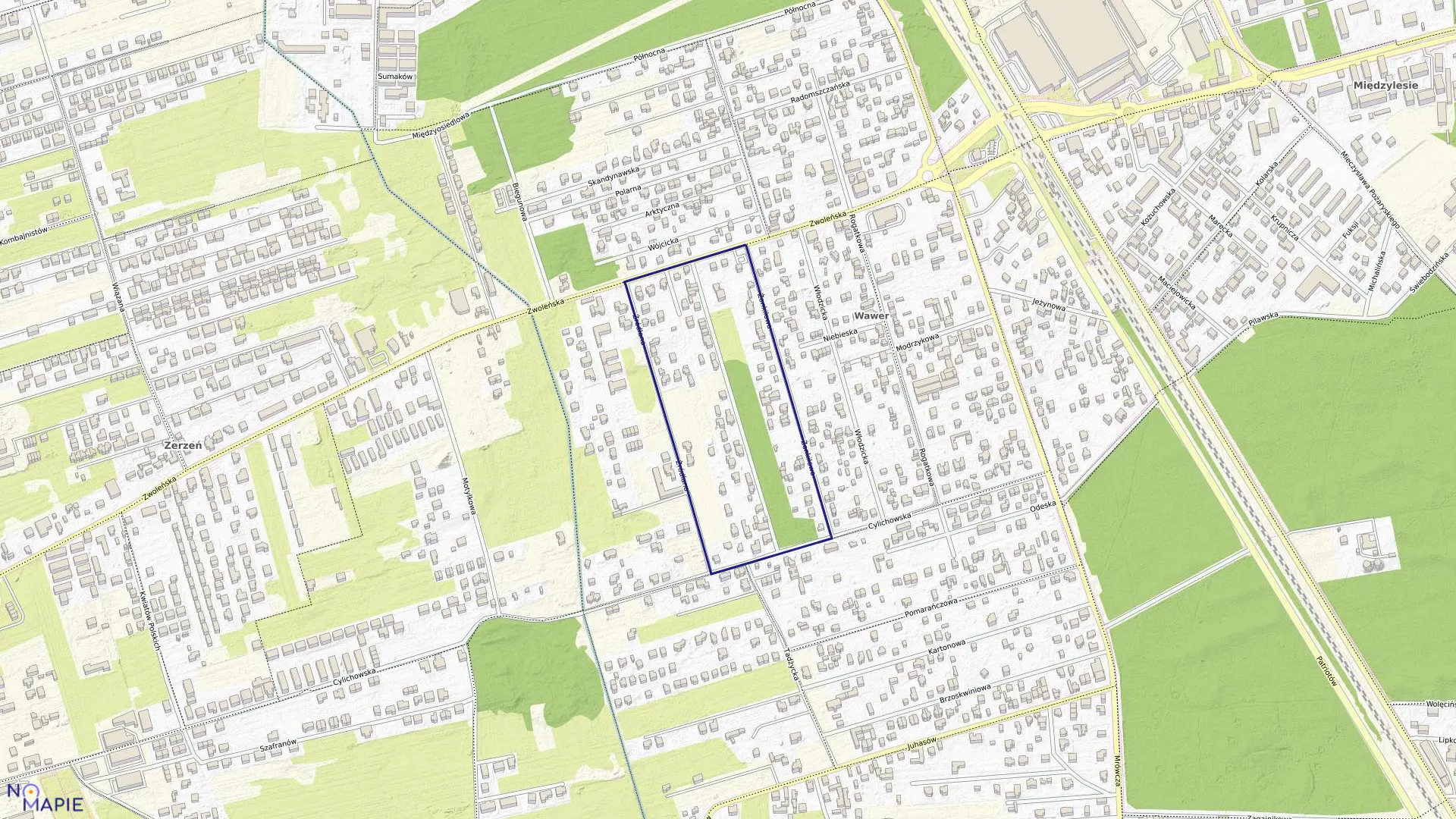 Mapa obrębu 3-11-54 w mieście Warszawa