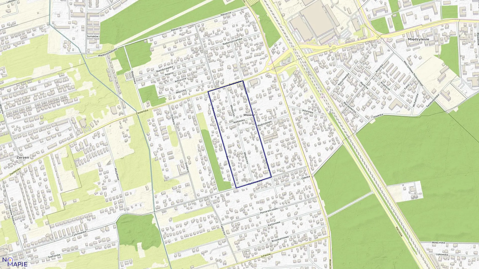 Mapa obrębu 3-11-55 w mieście Warszawa