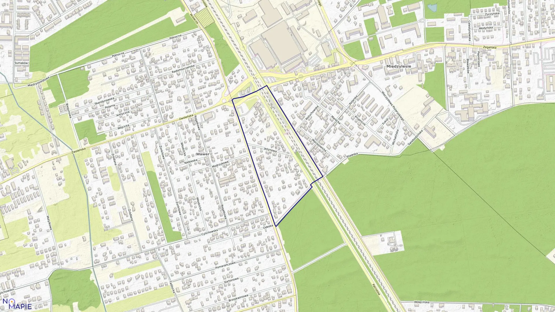 Mapa obrębu 3-11-57 w mieście Warszawa