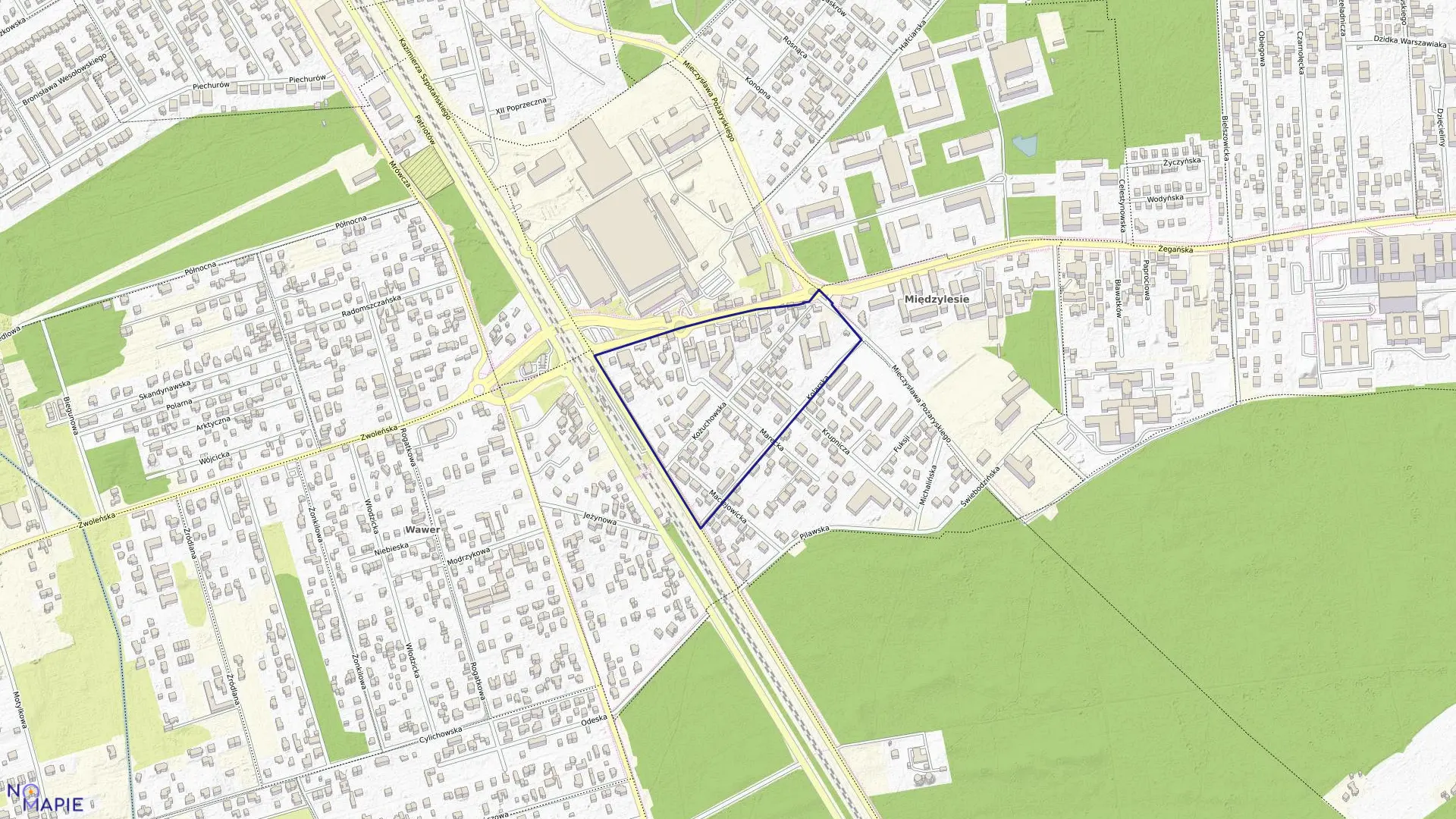 Mapa obrębu 3-11-58 w mieście Warszawa