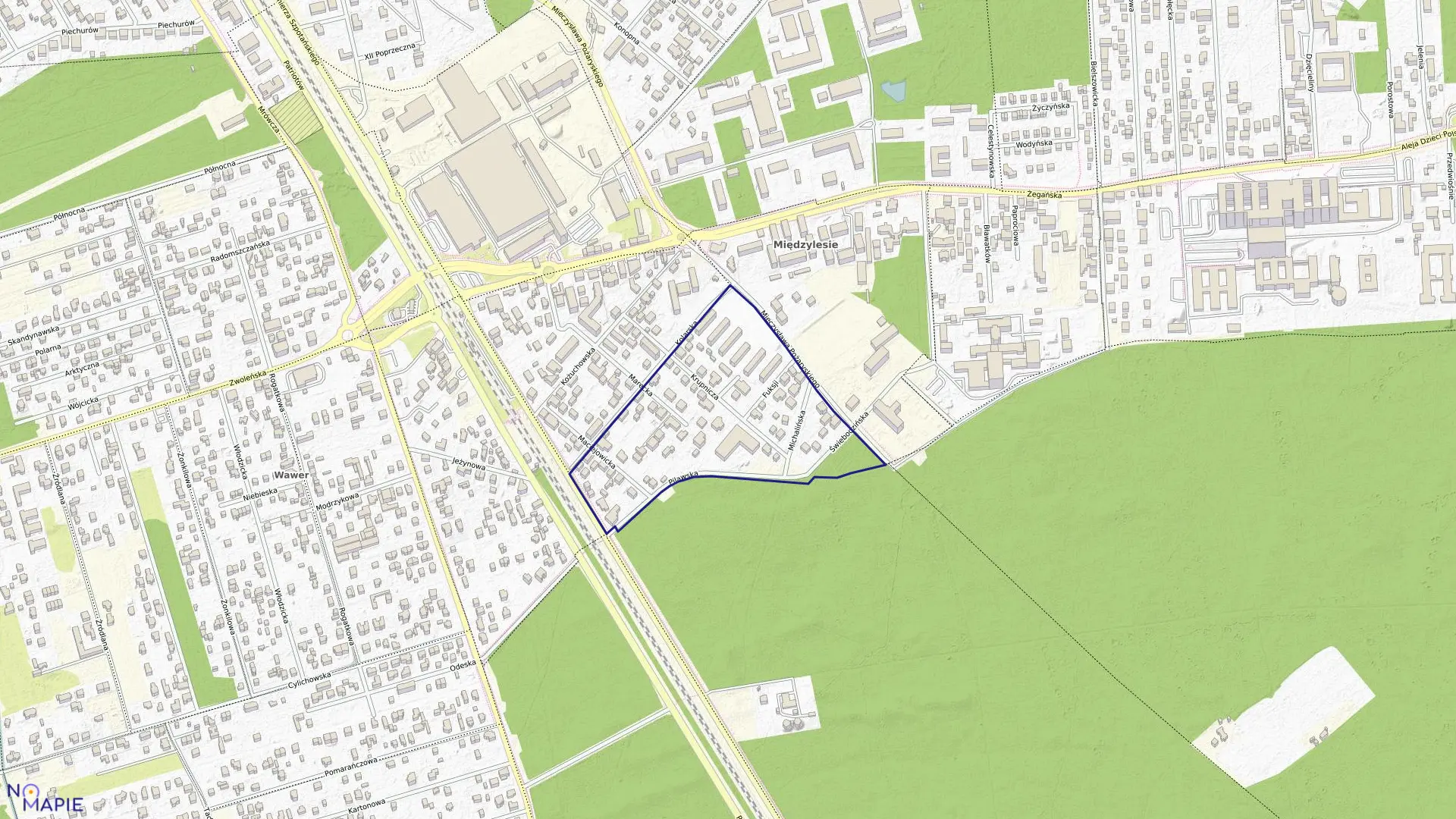 Mapa obrębu 3-11-59 w mieście Warszawa