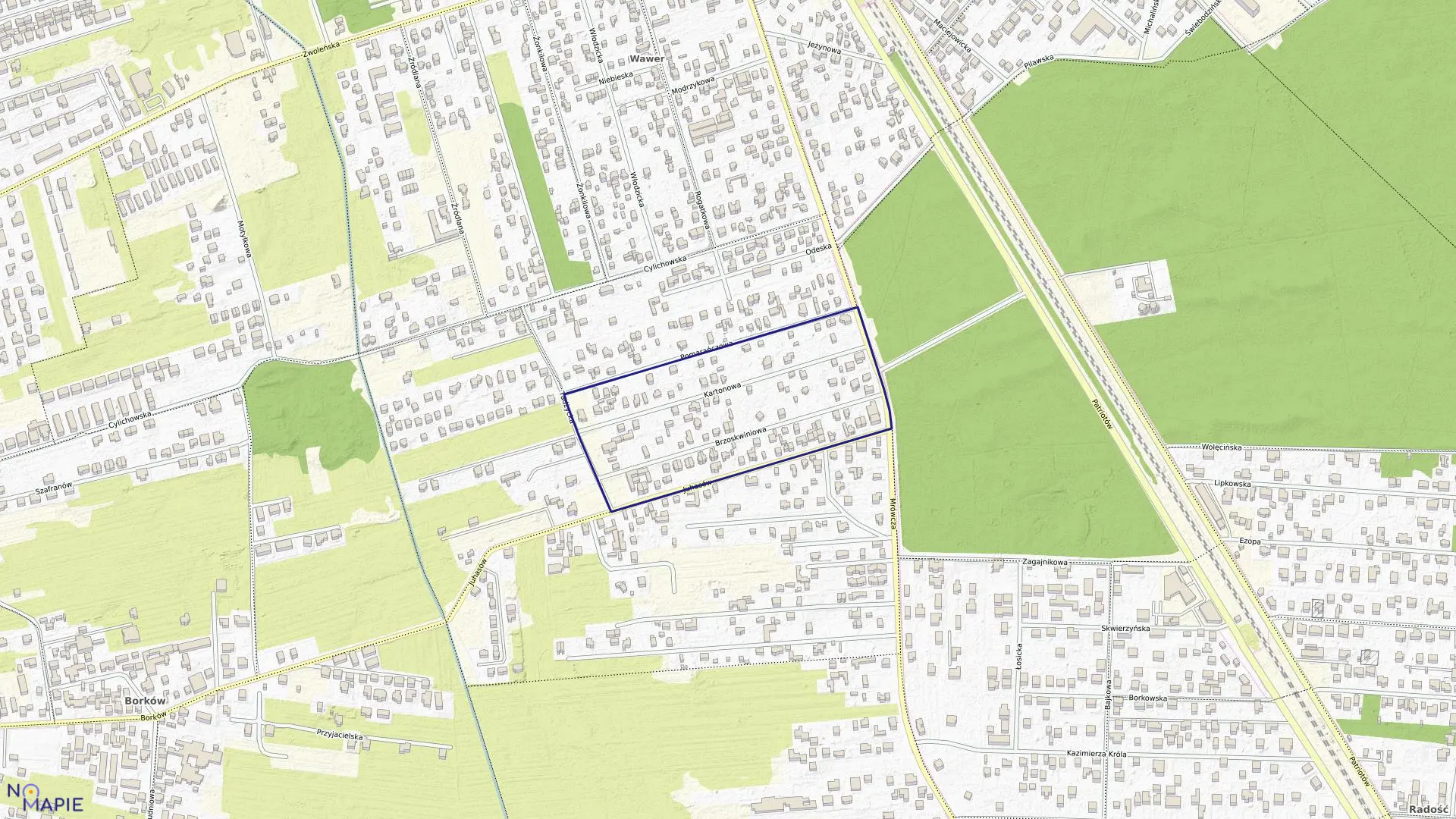 Mapa obrębu 3-11-62 w mieście Warszawa