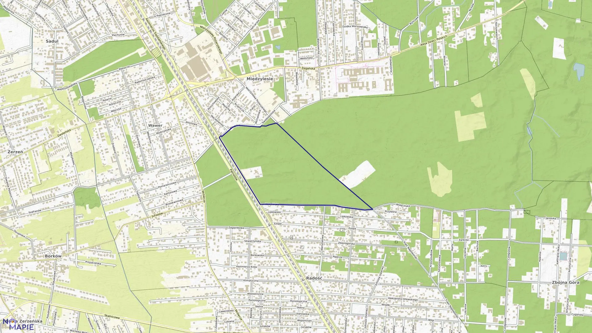 Mapa obrębu 3-11-64 w mieście Warszawa